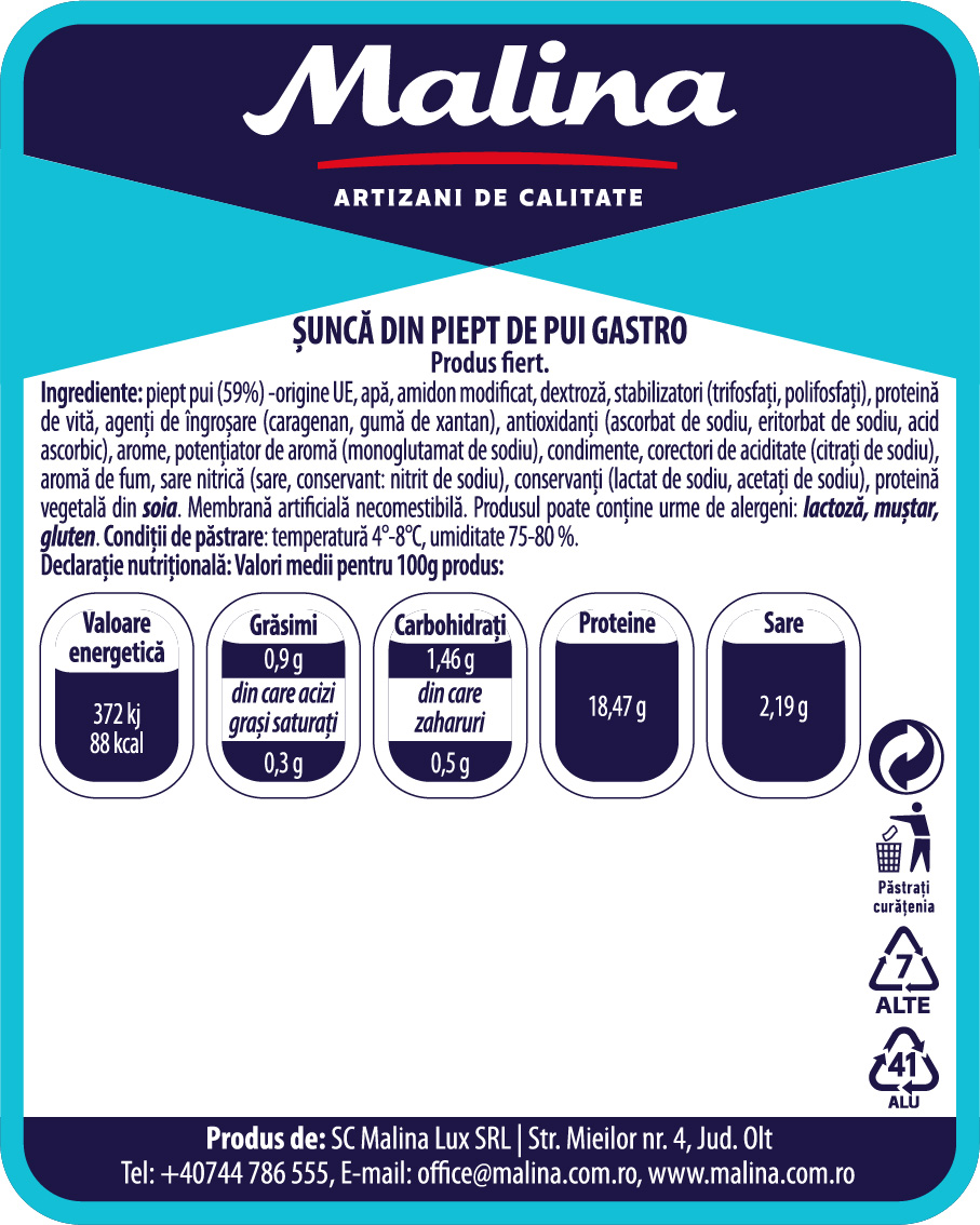 Șuncă din piept de pui Gastro